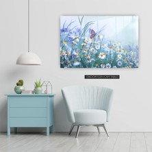 Woody City Papatyalar ve Kelebek Cam Tablo