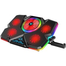 Cool Cold Gaming Notebook Soğutucu Kırmızı LED Telefon Tutuculu 5 Fanlı Rgb Işıklı Yükseklik ve Fan Hız Ayarlı