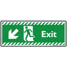 İsg Tabelam 30x12cm/fosforlu etiket/Exit Sol Aşağıya Ok