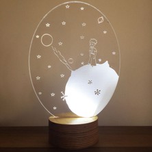 By Lamp Küçük Prens LED Gece Lambası Ahşap Taban 7 Farklı Işık Renkli