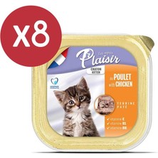 Plaisir Pate Kitten Tavuklu ve Sütlü Yavru Kedi Konservesi 8X100 gr