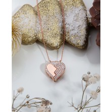 Else Silver Gümüş Kalp Modeli Mıknatıslı Kolye Rose