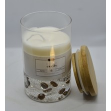 Urania Candle Urania  | Doğal Kahve Kokusu | %100  Doğal Soya Mum | Bambu Kapaklı Cam Kavanoz | Vegan| Bambu