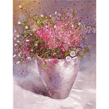 Pix Art Sanat Pembe Kır Çiçekleri Pixart Sanat Elmas Mozaik Tablo Diamond Türkiye 55*73