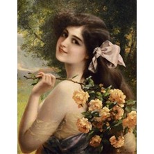 Pix Art Sanat Sarı Çiçeklerle Poz Veren Kadın Pixart Sanat Elmas Mozaik Tablo Diamond Türkiye 43*55