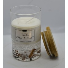 Urania Candle Urania | Doğal Tarçın Kokusu | %100  Doğal Soya Mum | Bambu Kapaklı Cam Kavanoz | Vegan|bambu