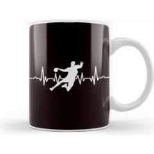 Handball Player Heartbeat Handballer Ball Sports Team Coach Kupa Bardak Porselen