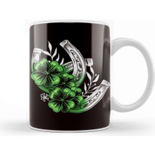 Horseshoe Lucky Shamrock Saint Patrick Day Ireland Irish Kupa Bardak Porselen