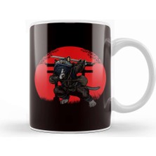 Cat Samurai Japan Flag Kendo Ninja Warrior Sinobi Kupa Bardak Porselen