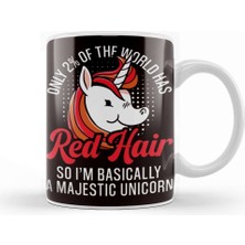 Red Hair Unicorn Magic Redhead Ginger Red Orange Haired Kupa Bardak Porselen