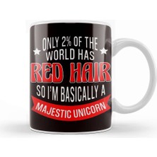 Red Hair Unicorn Magic Ginger Redhead Red Orange Haired Kupa Bardak Porselen