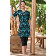 Maresiva Afşin 8084 Kısa Kol Lycralı Dijital Desen Tesettür Havuz Mayo