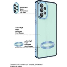 Caseart Samsung Galaxy A32 Kapak Yanları Renkli Lens Korumalı Logo Gösteren Şeffaf Luxury Silikon Kılıf - Mor