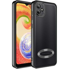 Caseart Samsung Galaxy A03 Kapak Yanları Renkli Lens Korumalı Logo Gösteren Şeffaf Luxury Silikon Kılıf - Siyah