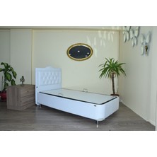 Bengi Ticaret  Baza Tay Tüy Beyaz Sunideri Model Metal Çelik Fırın Boya Pamuk Kumaş Ort Yatak Iskelet 90*190 cm El Yapım