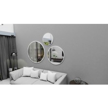 Klt Modüler Dekoratif Yuvarlak Ayna Beyaz 3 Adet Set Banyo Salon Antre Hol Mutfak Duvar Ofis Banyo Wc