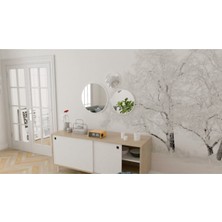 Klt Modüler Dekoratif Yuvarlak Ayna Beyaz 3 Adet Set Banyo Salon Antre Hol Mutfak Duvar Ofis Banyo Wc