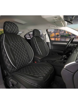 Kepmorpho Honda Legend Lüx Yarı Deri Oto Koltuk Kılıfı Ön Arka Takım Istanbul Serisi Siyah Beyaz