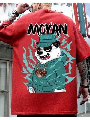 Amor Man Büyük Beden Özel Tasarım Panda Rıch Sırt Baskılı %100 Pamuk Sokak Stili Hip Hop  Erkek T-Shırt