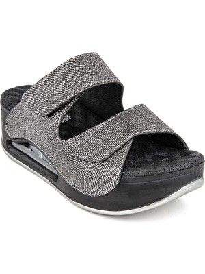 Muya Orthopedix Eos Air Max Tabanlı Cırtlı Füme Kadın Terlik 33202