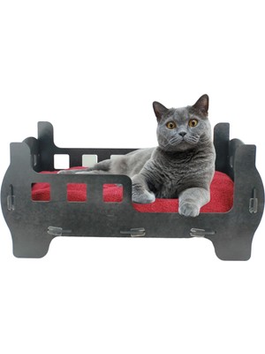 Evene Büyük Kedi Yatağı Dekoratif Ahşap Dayanıklı Beşik Karyola Model