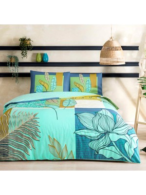 Taç Monstera Ranforce Tek Kişilik Genç Modası Nevresim Takımı Mint