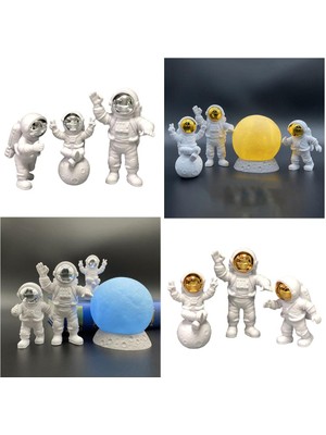 Qearl 3pcs Astronot Figürinler Minyatürler Uzaylı Dekoratif Koleksiyonlar El Sanatları Altın (Yurt Dışından)