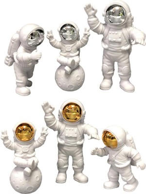 Qearl 3pcs Astronot Figürinler Minyatürler Uzaylı Dekoratif Koleksiyonlar El Sanatları Altın (Yurt Dışından)