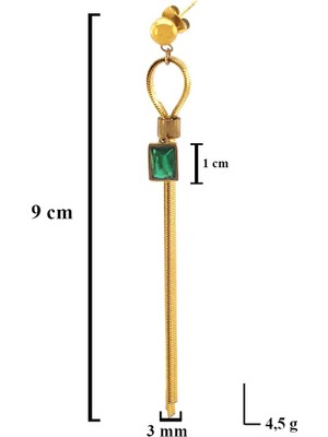 Ferizz Altın Kaplama Sallantılı Yeşil Taşlı Küpe UNK-614