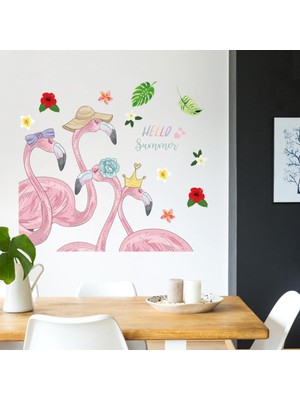 Qearl Yatak Odası Oturma Odası Için Kendinden Yapışkan Pvc Su Geçirmez Flamingo Duvar Çıkartmaları (Yurt Dışından)