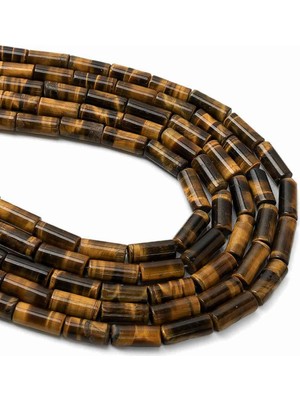 Dünya Doğal Taş 16X6 mm Silindir Kaplan Gözü Taşı Dizi