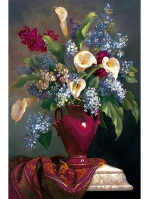 Pix Art Sanat Uyumlu Renkleriyle Çiçekler  Pixart Sanat Elmas Mozaik Tablo Diamond Türkiye 40*58