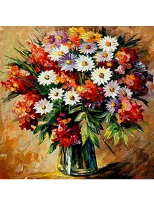 Pix Art Sanat Renkli Papatya Çizimi    Pixart Sanat Elmas Mozaik Tablo Diamond Türkiye 52*52