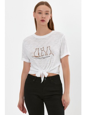Alexander Gardi Baskılı Bağcıklı T-Shirt (B22-24300)