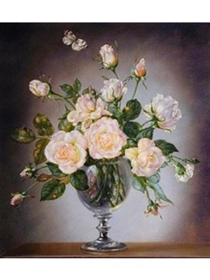 Pix Art Sanat Kadehteki Beyaz Güller Pixart Sanat Elmas Mozaik Tablo Diamond Türkiye 55*63