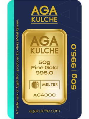 AgaKulche 50 Gram Altın 24 Ayar Külçe Altın