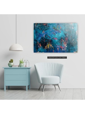 Woody City Renkli Soyut Cam Tablo 1