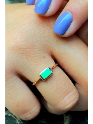 Pier Gümüş Yeşil Mineli Gümüş Yüzük