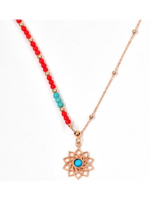 Pier Gümüş  Mercan Yaşam Çiçeği Gümüş Kolye