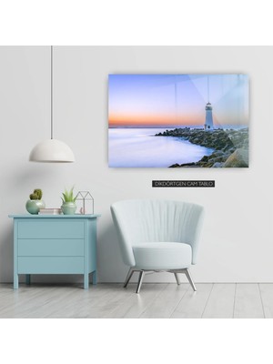 Woody City Deniz Feneri Cam Tablo