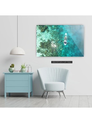 Woody City Kayık Cam Tablo