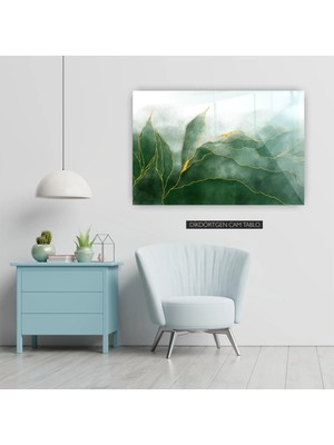 Woody City Yaprak Motifli Cam Tablo