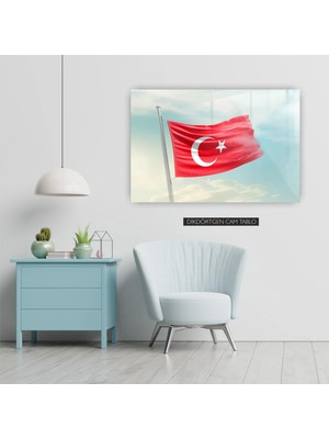 Woody City Türk Bayrağı Cam Tablo 2