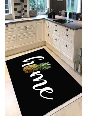 Modern Home Modern Ananas Detaylı Püsküllü Mutfak  Halısı Kolay Temizlenebilen Kaymaz Taban  Halı