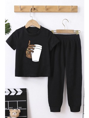 Trendypassion Çocuk Tupac Coffee Alt - Üst Eşofman Takımı