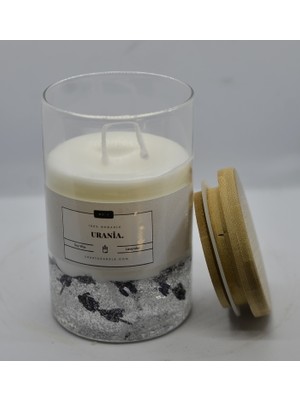 Urania Candle Urania | Doğal Lavanta Kokusu |  %100  Doğal Soya Mum | Bambu Kapaklı Cam Kavanoz| Vegan |bambu