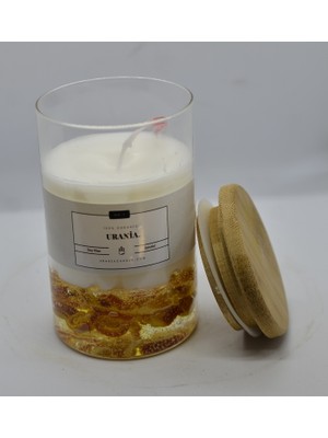 Urania Candle Urania | Doğal Sandal Kokusu  | %100  Doğal Soya Mum | Bambu Kapaklı Cam Kavanoz| Vegan|bambu