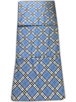 Nelson Katlanır Yer Minderi ve Tek Kişilik Süngerli Katlanır Minder 70X180 cm 6 Cm-Mavi Ekose
