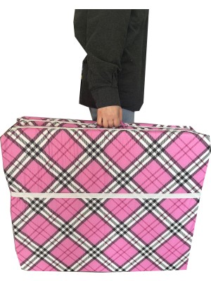 Nelson Tek Kişilik Katlanır Yer Minderi Süngerli Minder 70X180X6 Cm-Pembe Ekose