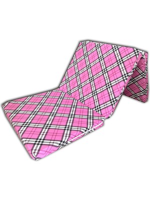 Nelson Katlanır Yer Minderi ve Tek Kişilik Süngerli Katlanır Minder 70X180 cm 6 Cm-Pembe Ekose